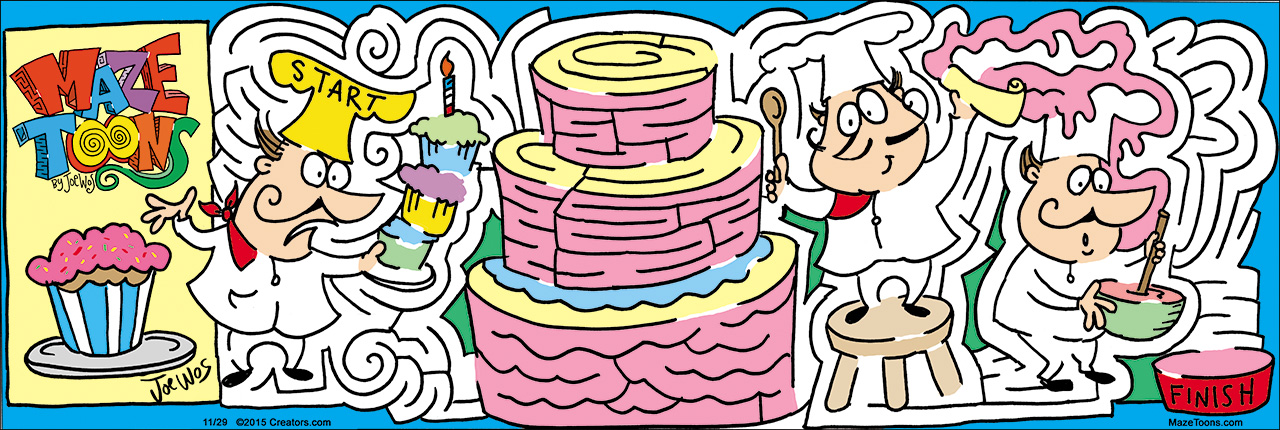 Bake a cake maze, MazeToons, November 29, 2015